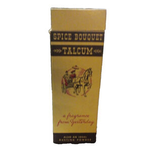 Vintage S. P. Laboratories Talcom Spice Bouquet in Cardboard Container 3/4 full!